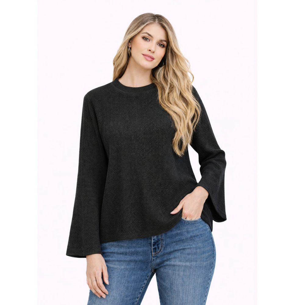 Women’s “Alice” Crew-Neck Back-Slit Ribbed Pullover Sweater – Size XS – NWT